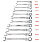12-Pc Flexible Ratcheting Wrench Set for Metric Combination Spanner (8-19mm)