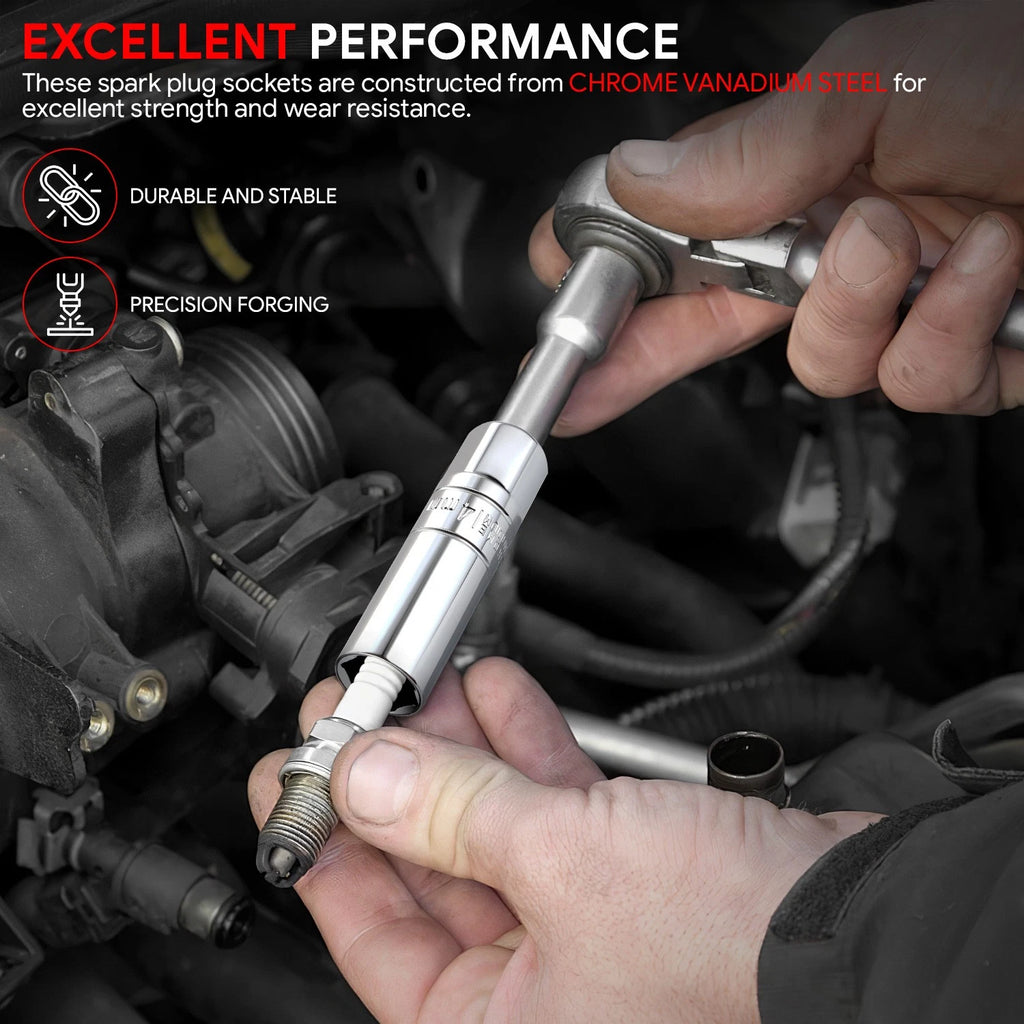 5 Pcs 3/8" 6-Point Spark Plug Impact Socket Set for Automotive