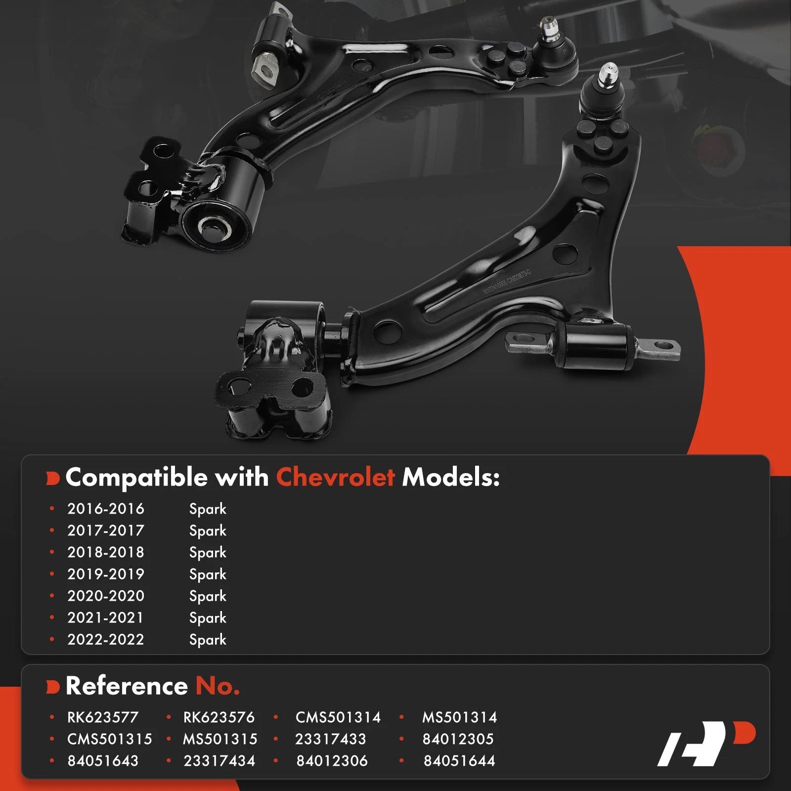 2X Front Lower Control Arm with Ball Joint for Chevy Spark (2016-2022)