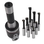 Set of 9 Carbide Boring Bars and Boring Head for R8 Shank