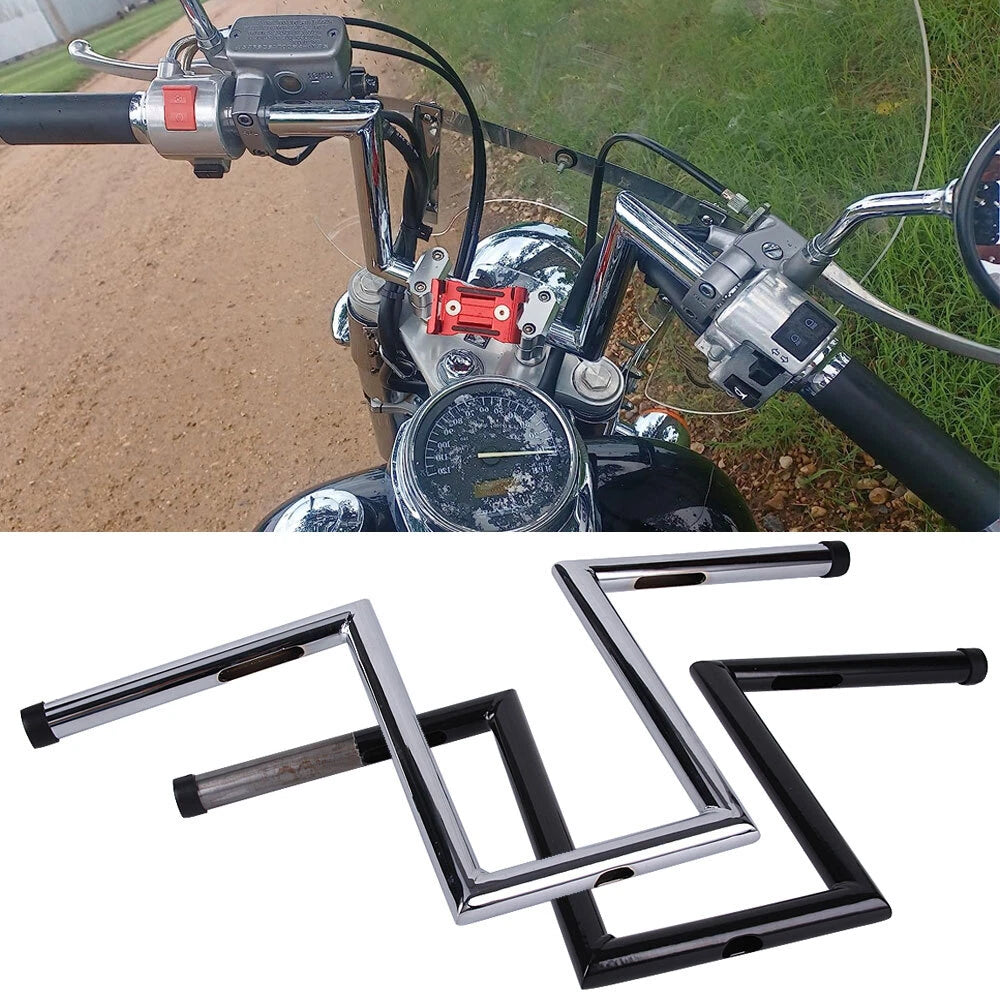 Chrome/Black 1" Ape Hanger Z-Bars for Harley Sportster XL883 XL1200 Softail Dyna (2004–2023)