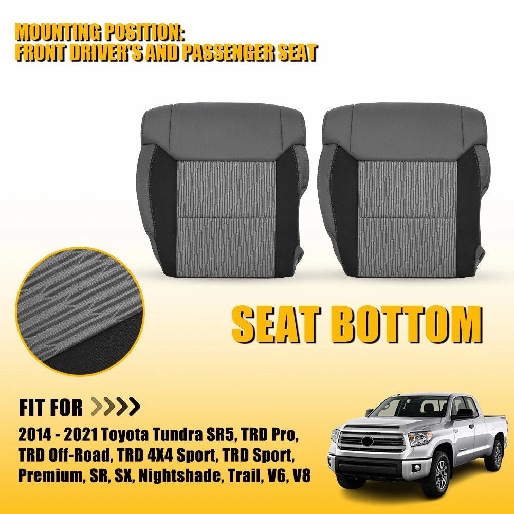 2PC Front Bottom Seat Cover for Toyota TRD V8 (2014–2021) Black Gray EPY