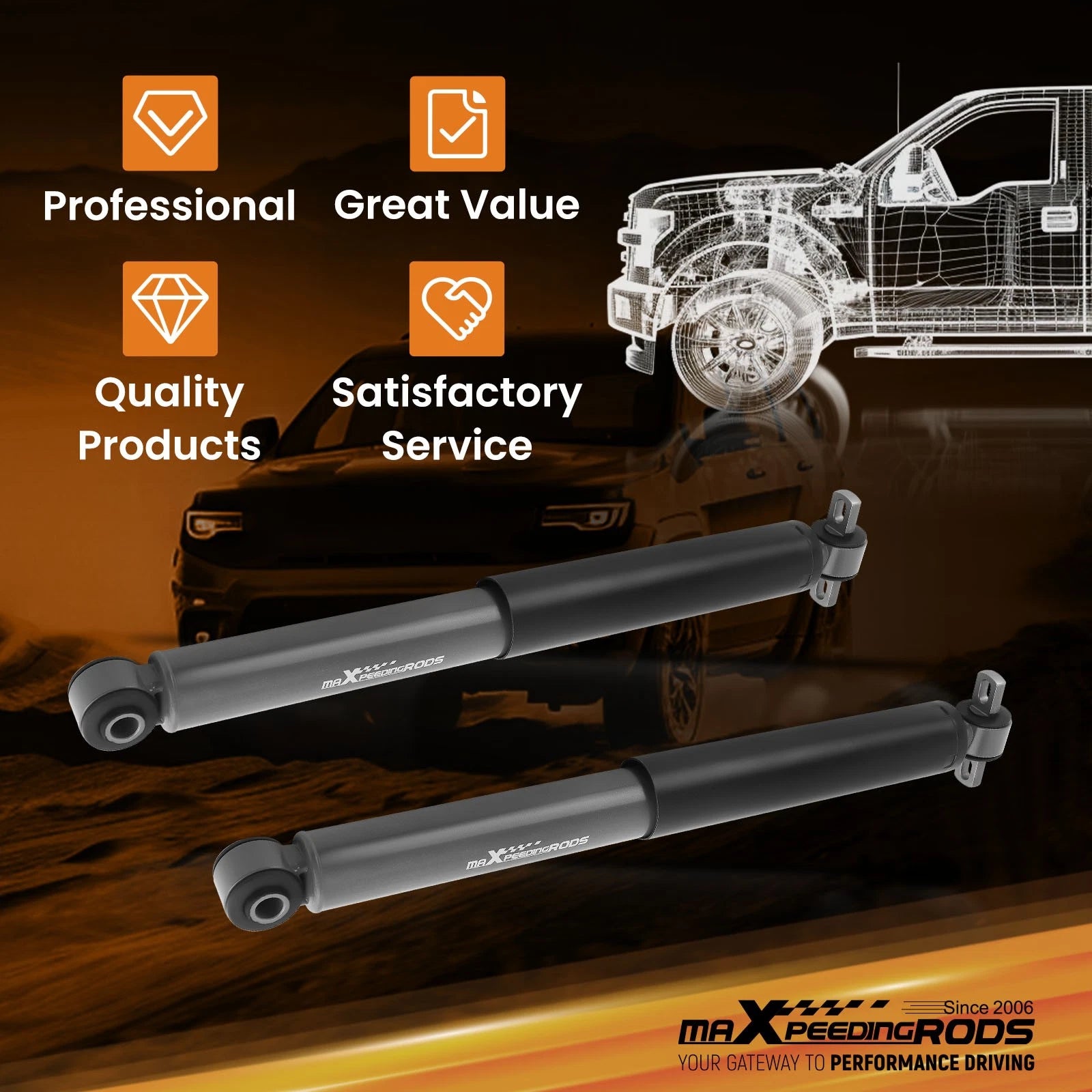 Rear Lowering Shocks for Chevrolet S10/GMC Sonoma 2WD (1982–2004)