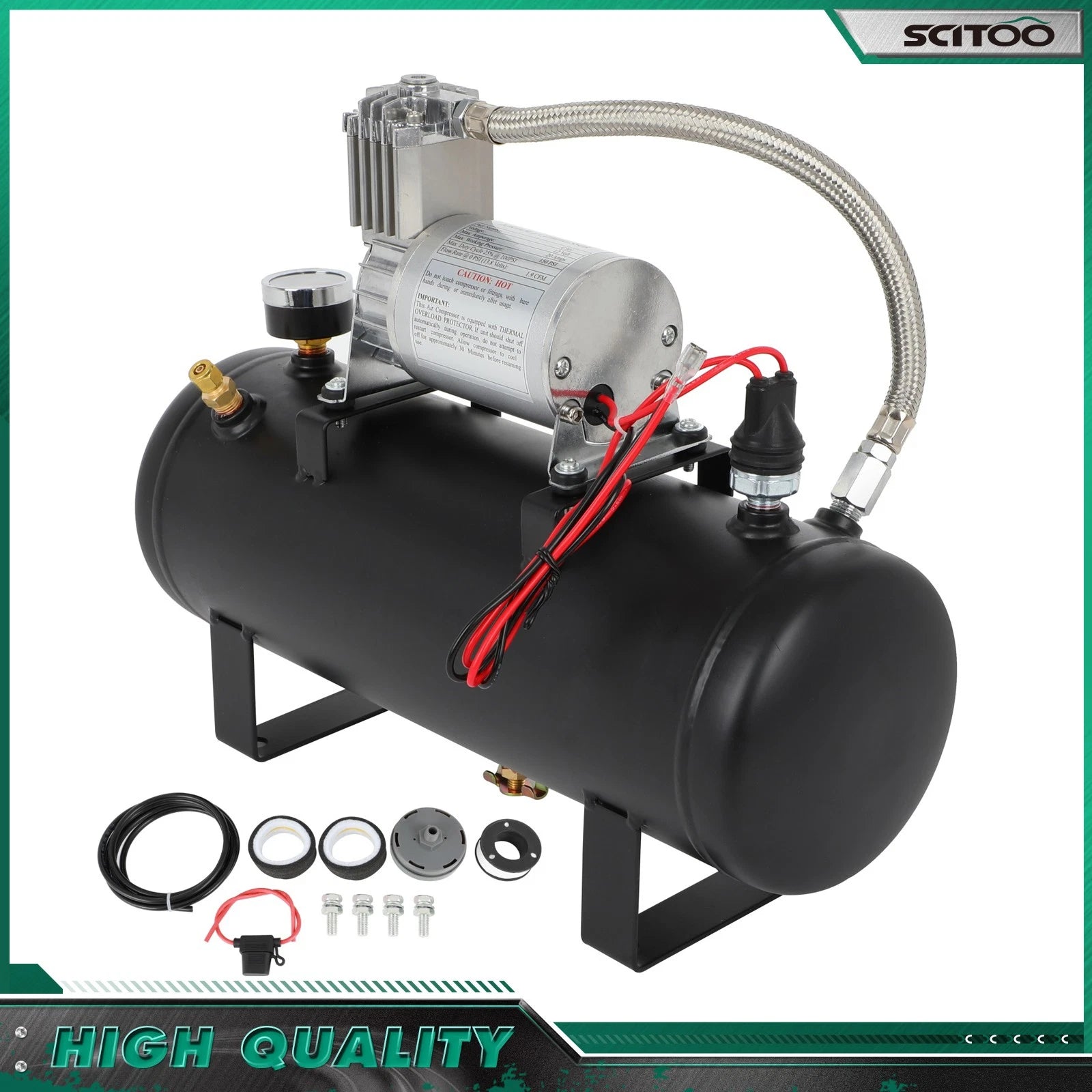 1.5 Gal Air Tank for Train Horn Compressor System 12V (150 Psi)