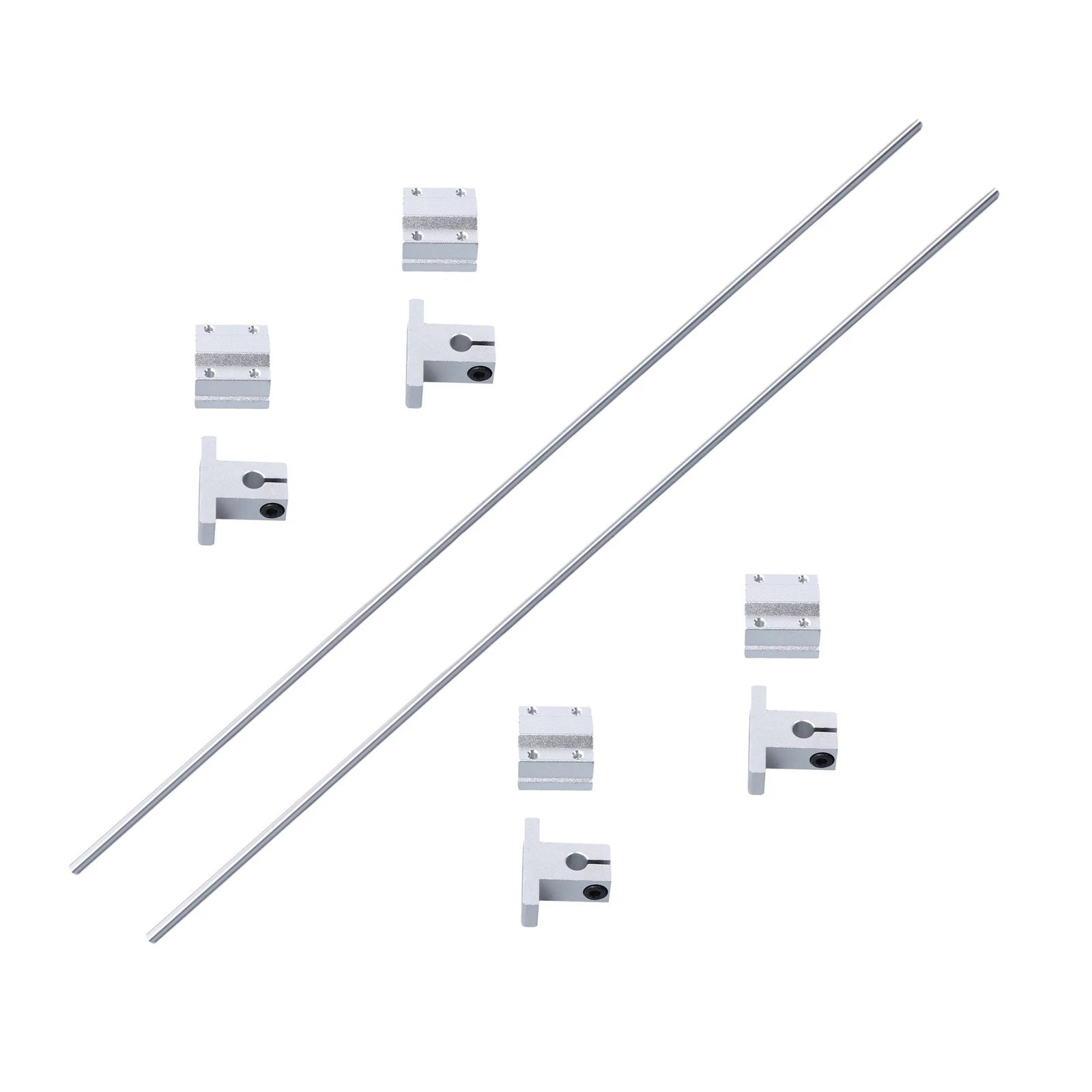 Set of 2 Linear Motion Rail Shaft Slide Guide with 4 Bearings