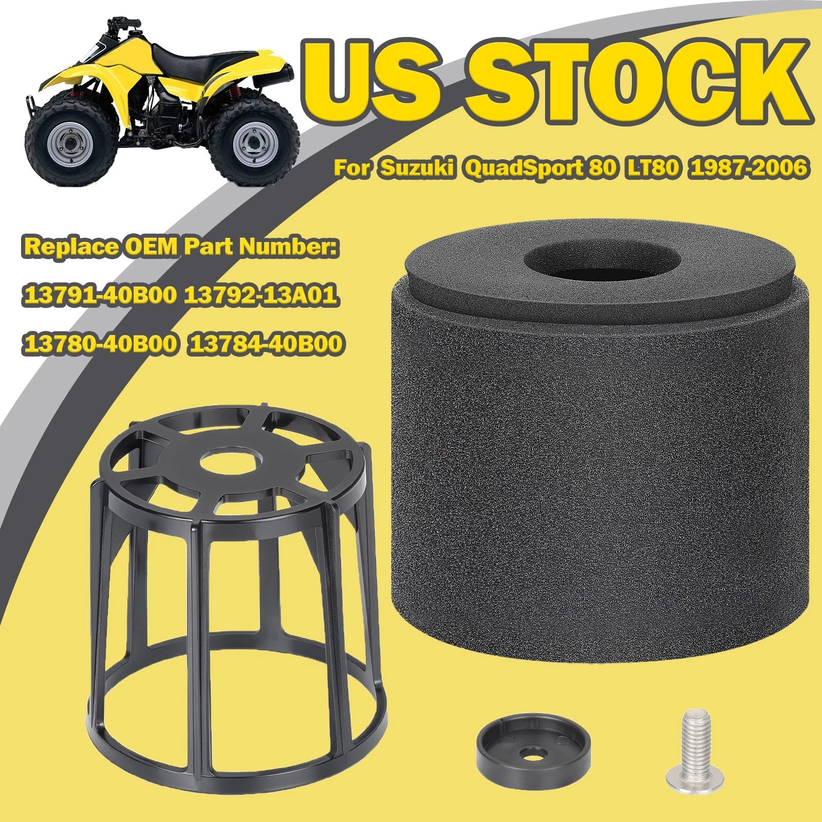 Air Filter & Cage Holder for Suzuki QuadSport 80 LT80 (1987–2006) 13791-40B00