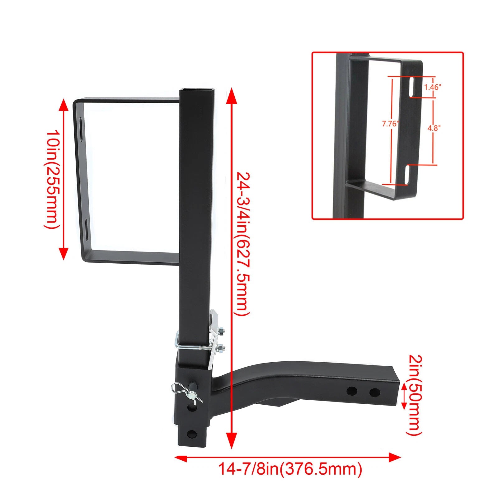 Spare Tire Mount for RV Truck Receiver Hitch (Fits 2" Receivers)