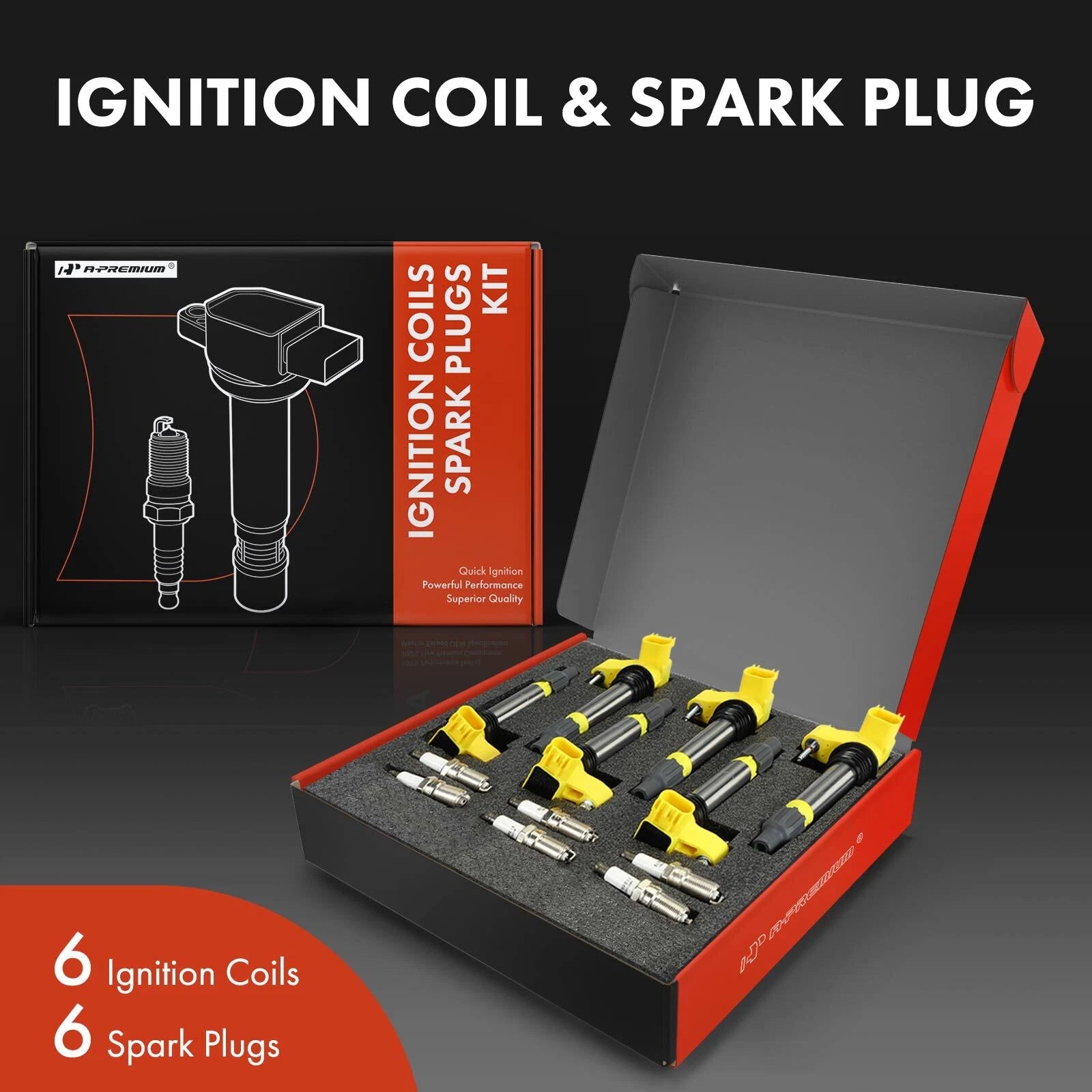 Set of 6 Ignition Coils & Iridium Platinum Spark Plugs for Chevy Equinox