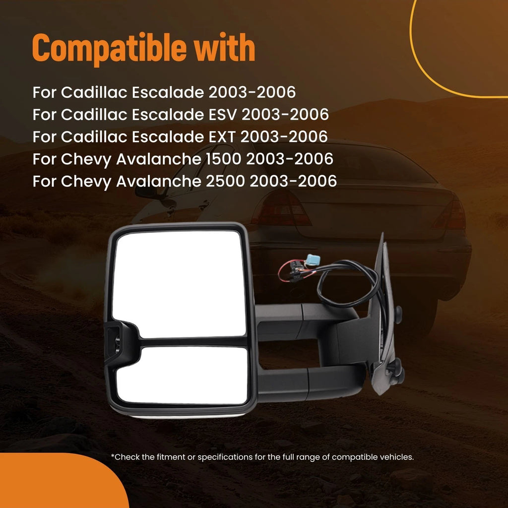 Rear View Mirror Pair for Escalade ESV EXT (2003-2006) Chrome