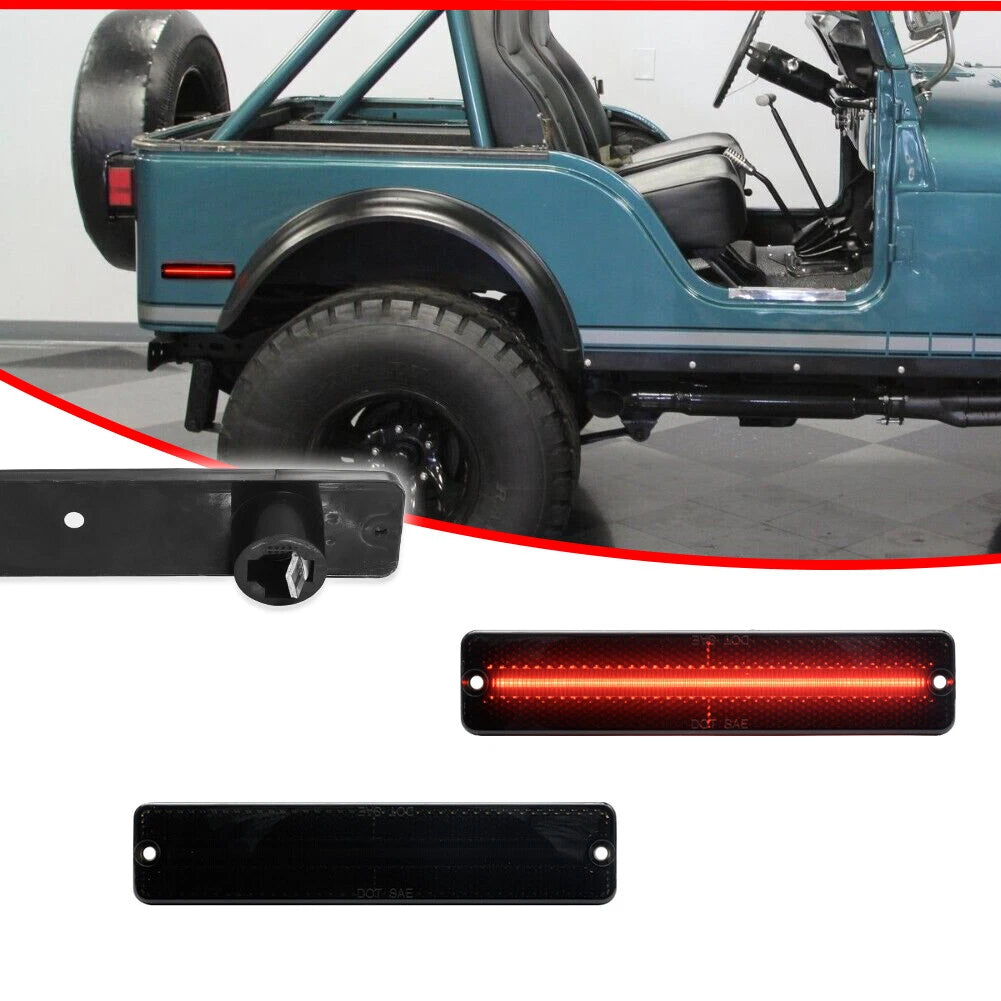 Smoked LED Rear Side Marker Lights for Jeep CJ5 CJ6 CJ7 CJ8 SJ Wagoneer (1970–1986)