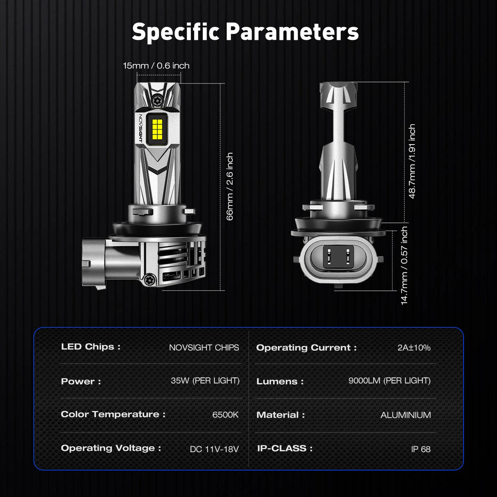 H11 LED Headlight Bulbs Conversion Kit 90W 18000LM 6500K for