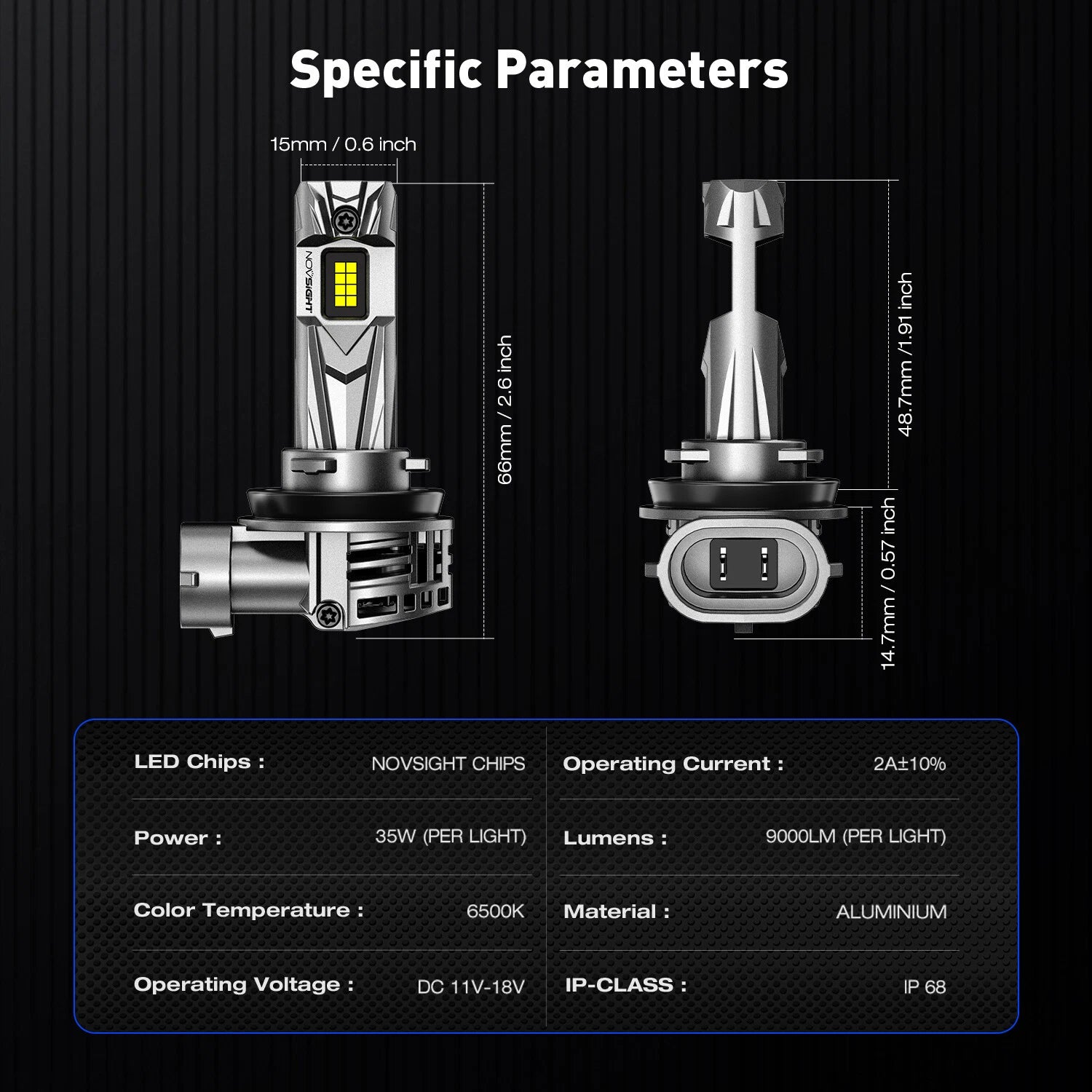 H11 LED Headlight Bulbs Conversion Kit 90W 18000LM 6500K for