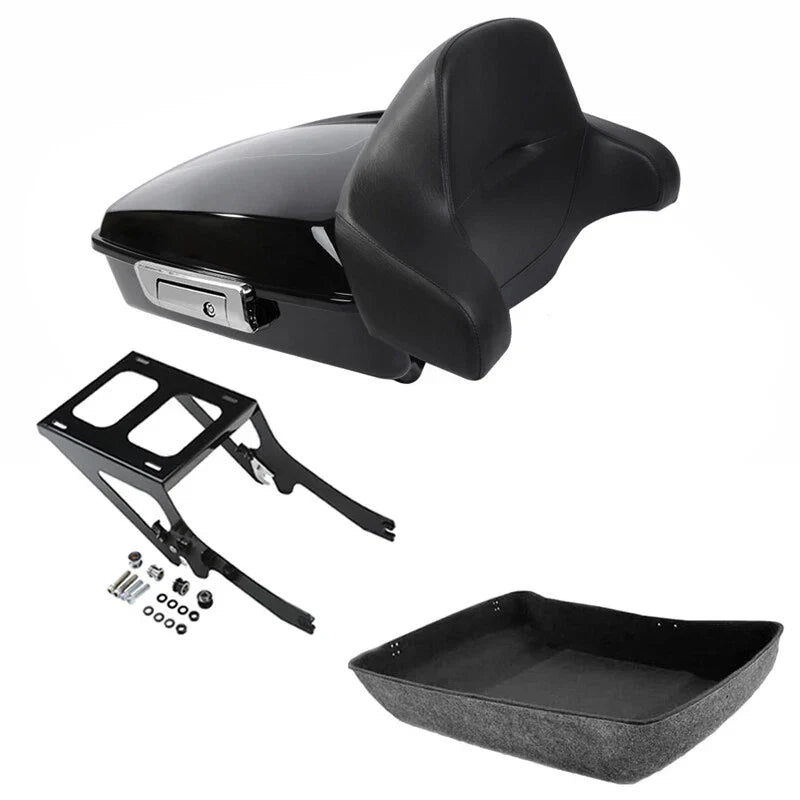 Black Chopped Trunk Backrest Mount Rack for Harley Softail Deluxe (2018-2025)