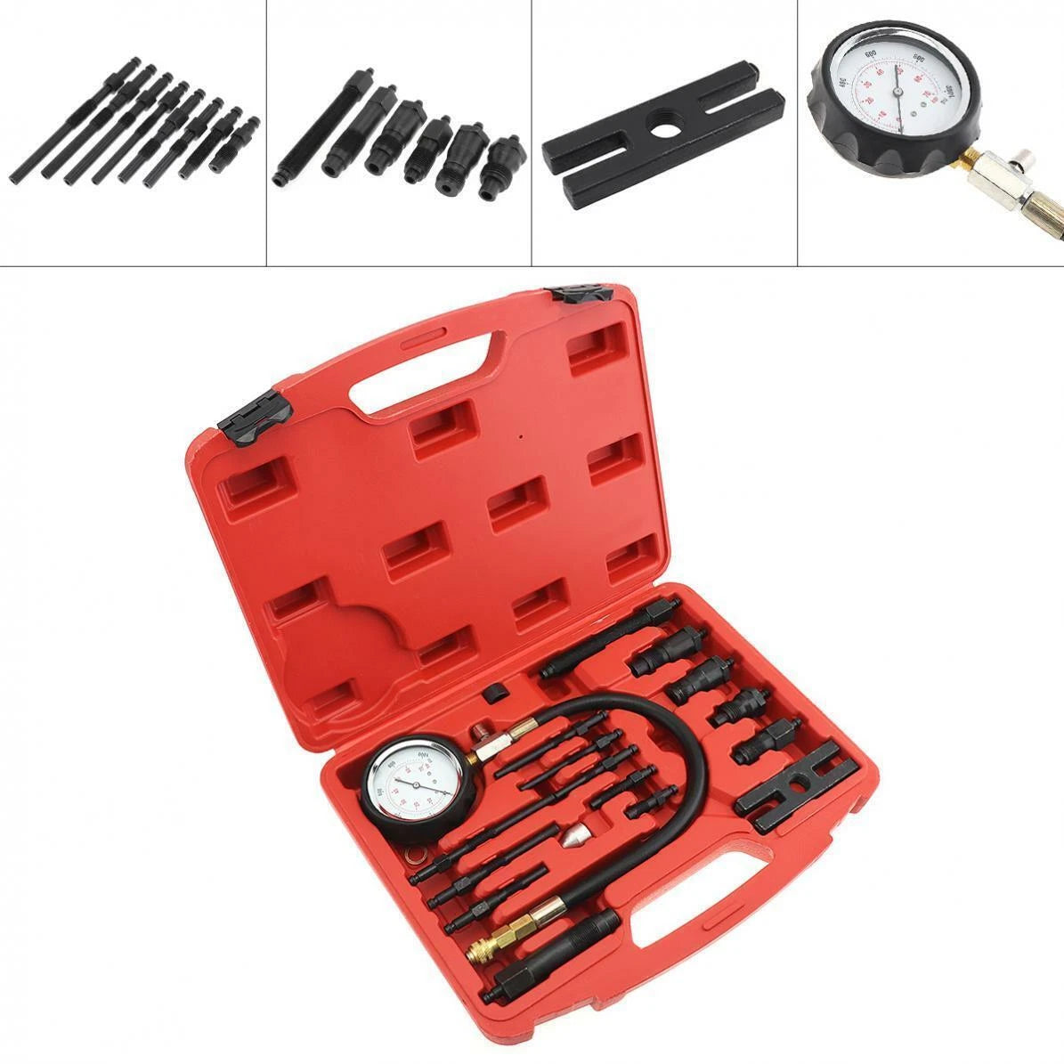 Diesel Engine Compression Gauge Tester with Injector Adaptor for
