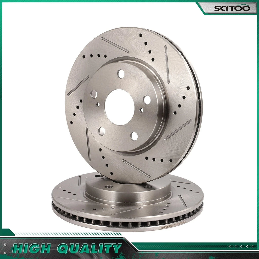 Front Drilled Slotted Brake Rotors for Toyota RAV4 (2008–2015) Scion XB