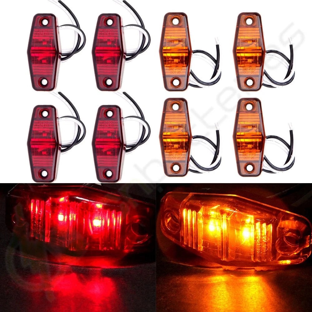 Set of 4 Red & Amber Surface Mount LED Clearance Lights for Trailer (2.5")