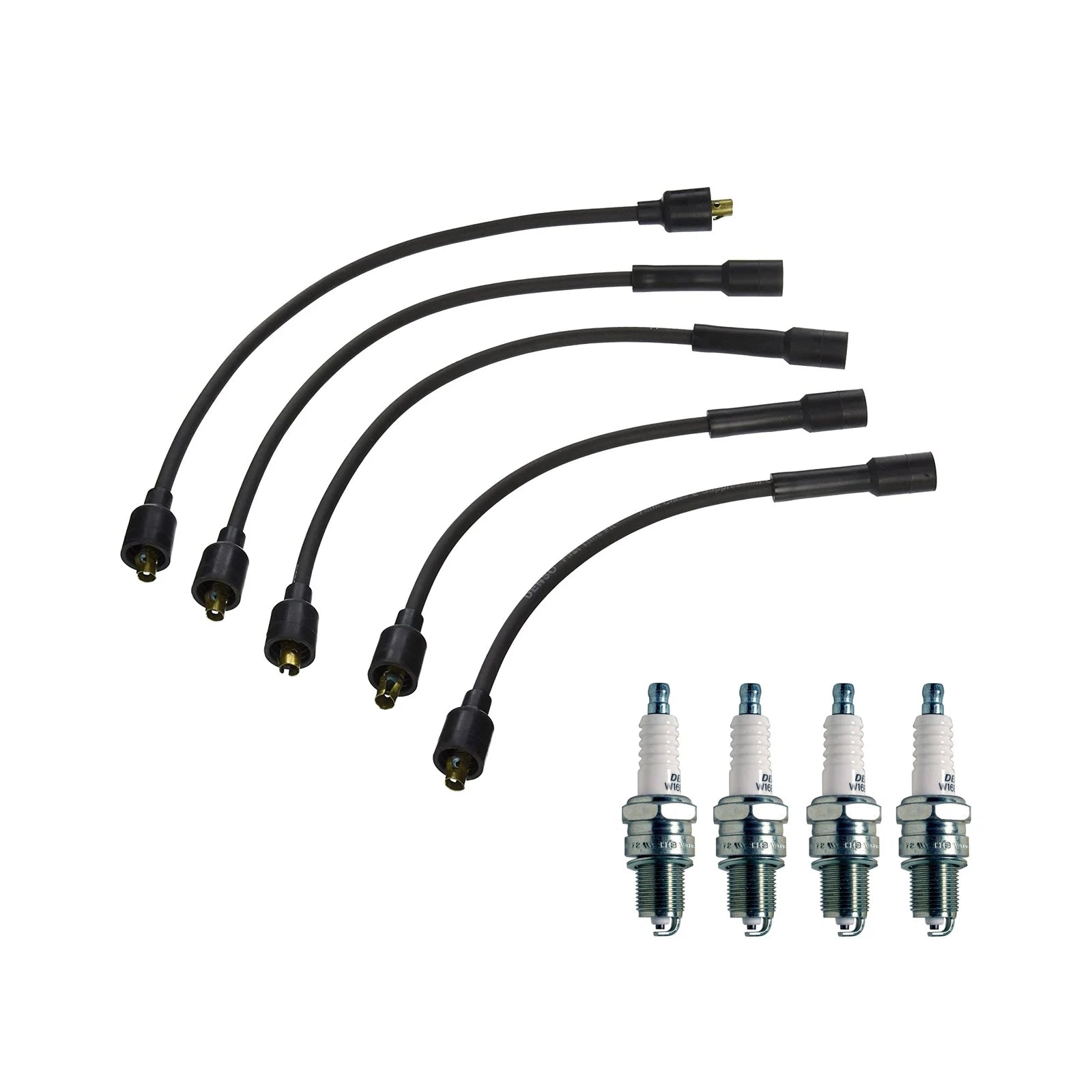 Denso 7mm Wire Set & 4 U-Groove Spark Plugs Kit for Renault MG Triumph (L4)