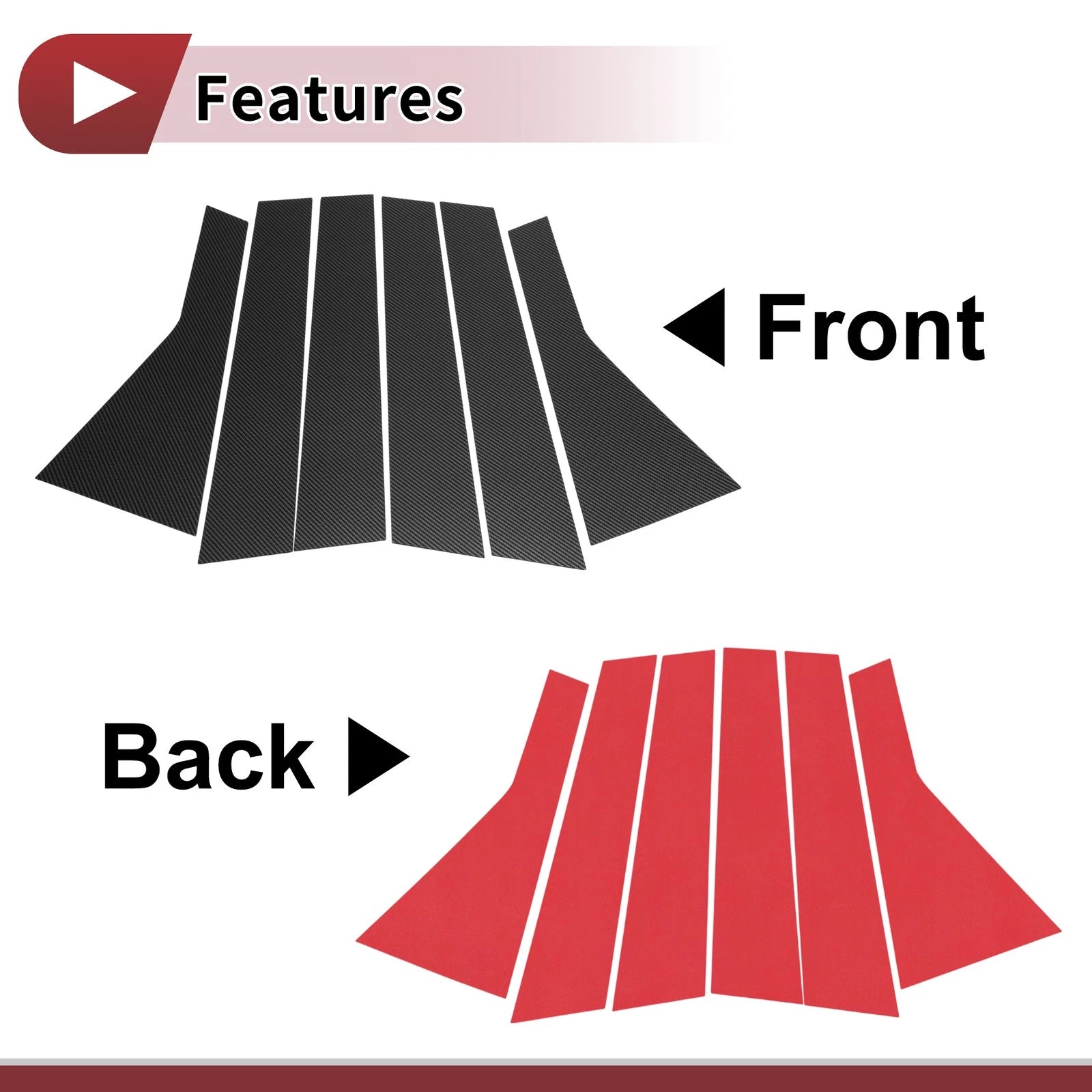 Door Pillar Window Trim for Nissan X-Trail/Rogue (2021–2022) Black Carbon Fiber