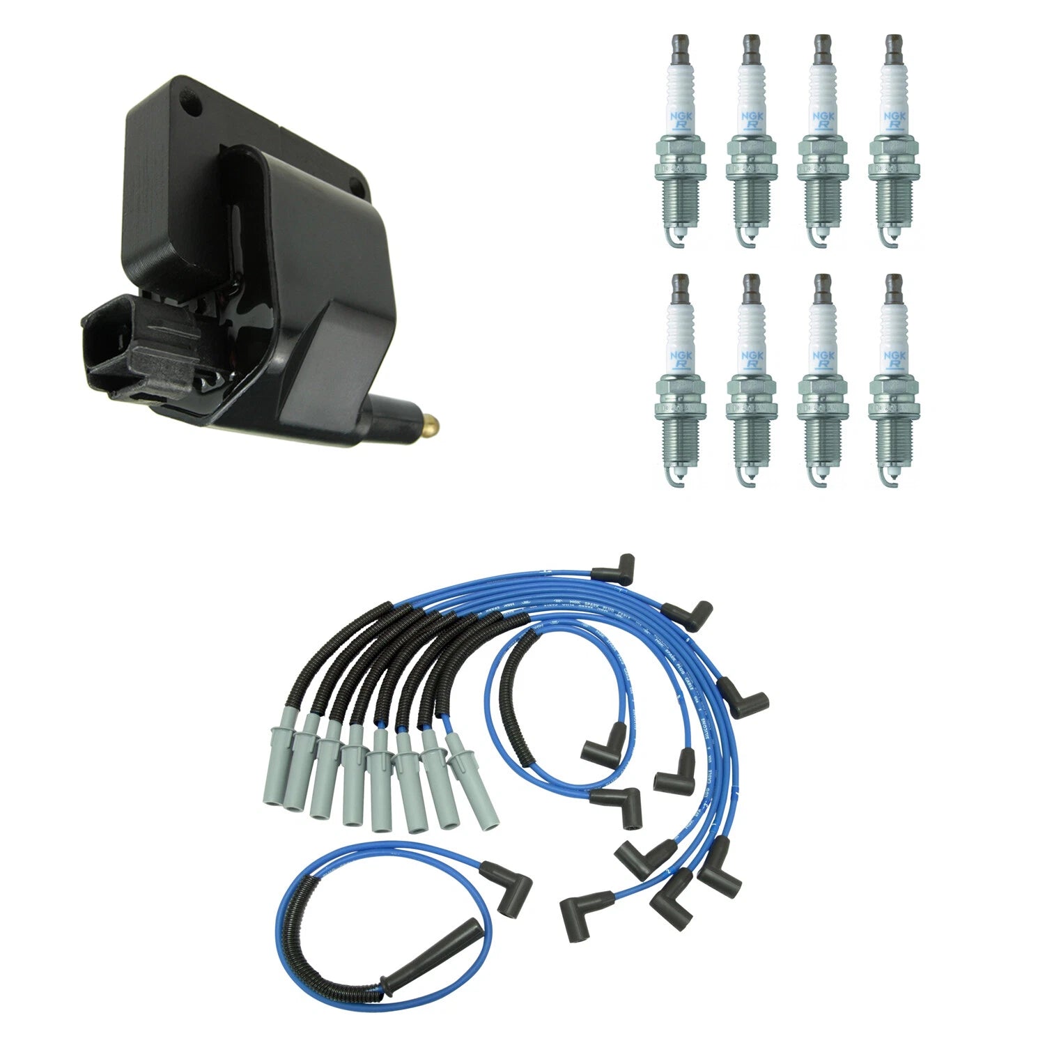 Set of 8 NGK Ignition Coil Wires & Platinum Spark Plugs for Dakota Ram 1500 2500 (1997–2004)
