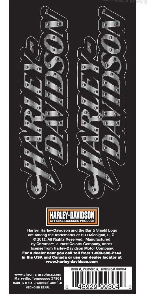 Set of 2 Decals for Harley Davidson Motorcycle (HD)