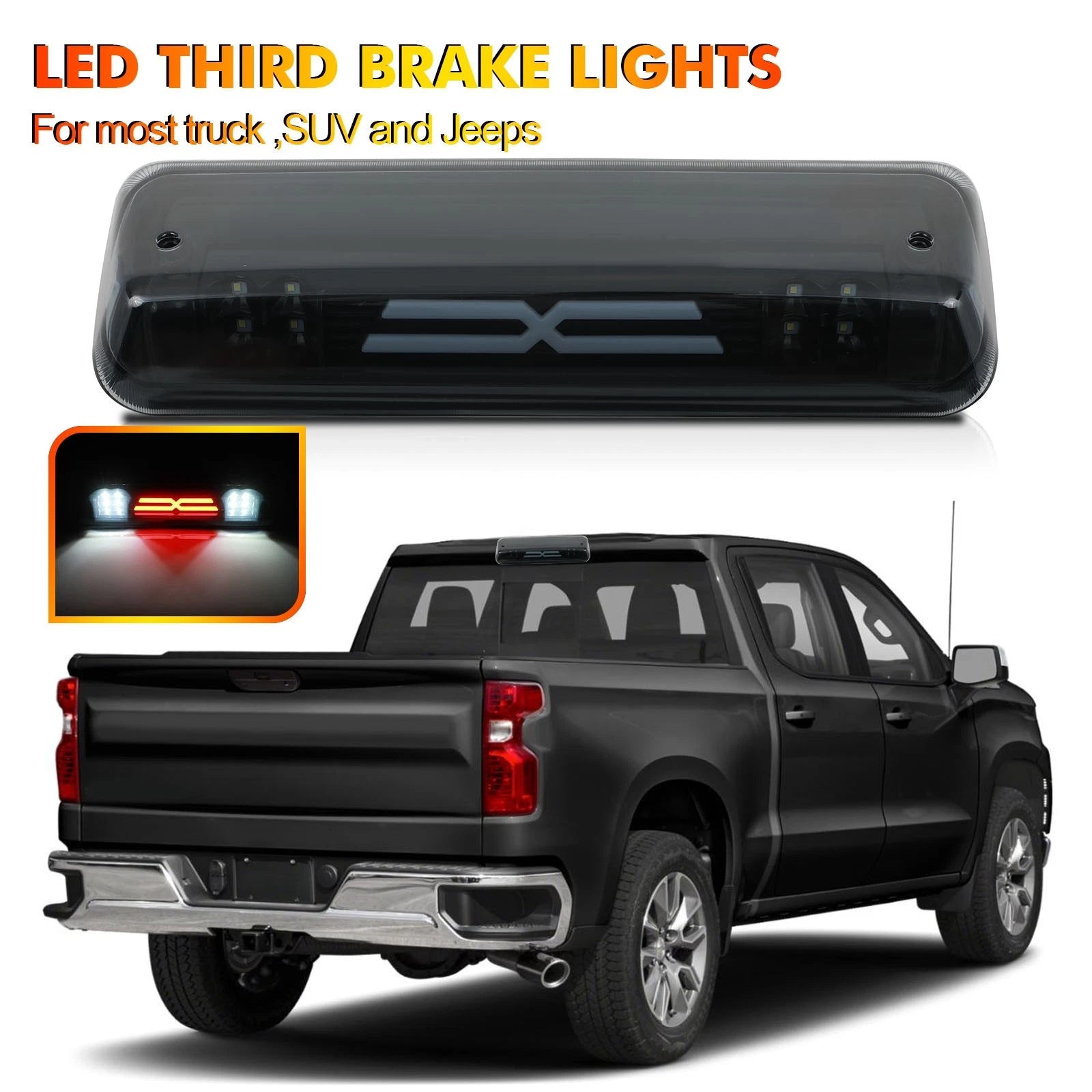 3rd Brake Light for Ford F-150 Ford Lobo (2004–2008) Black Housing Smoke Lens