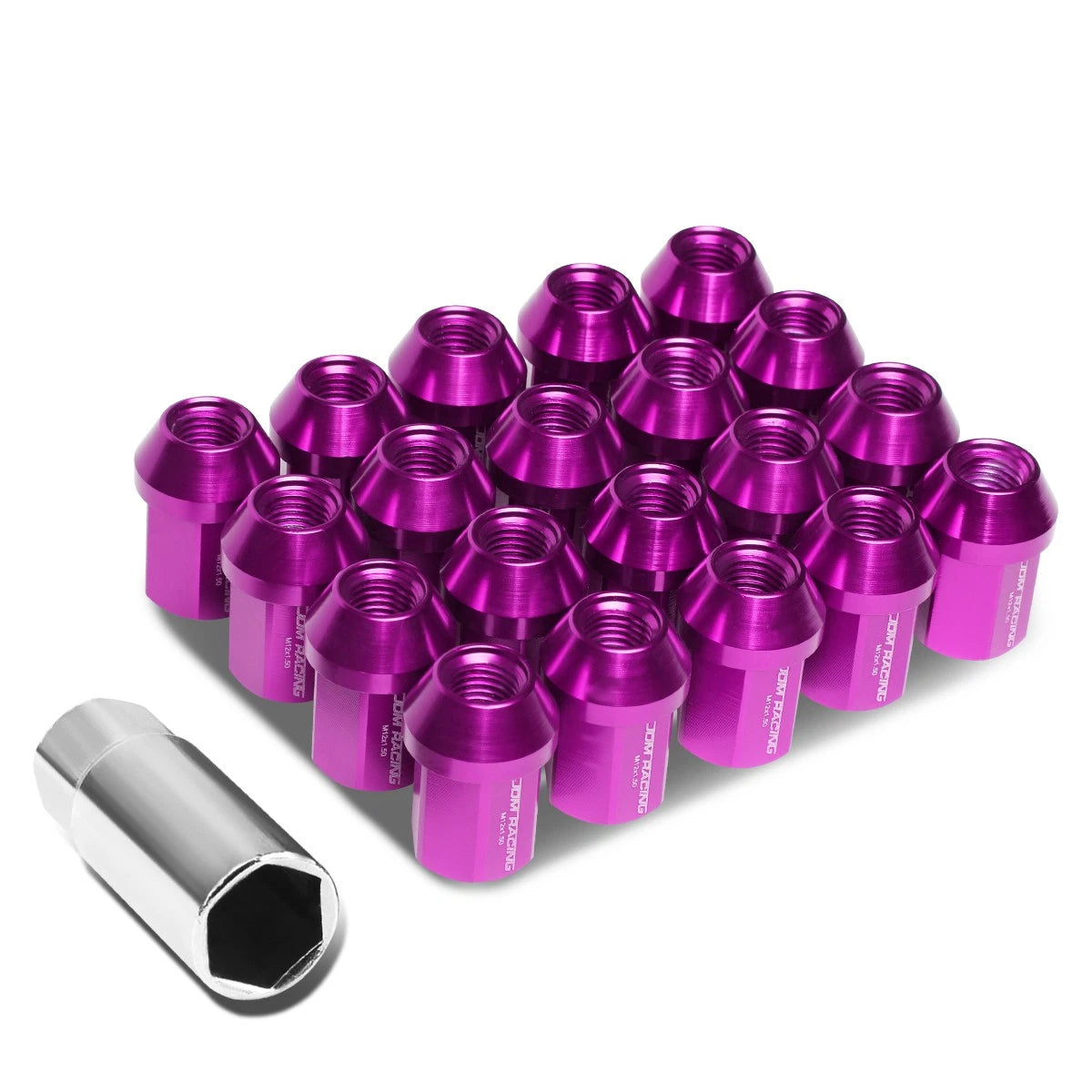 20Pcs Aluminum Purple Closed End Lug Nuts + Adapter M12X1.5 for JDM Vehicles
