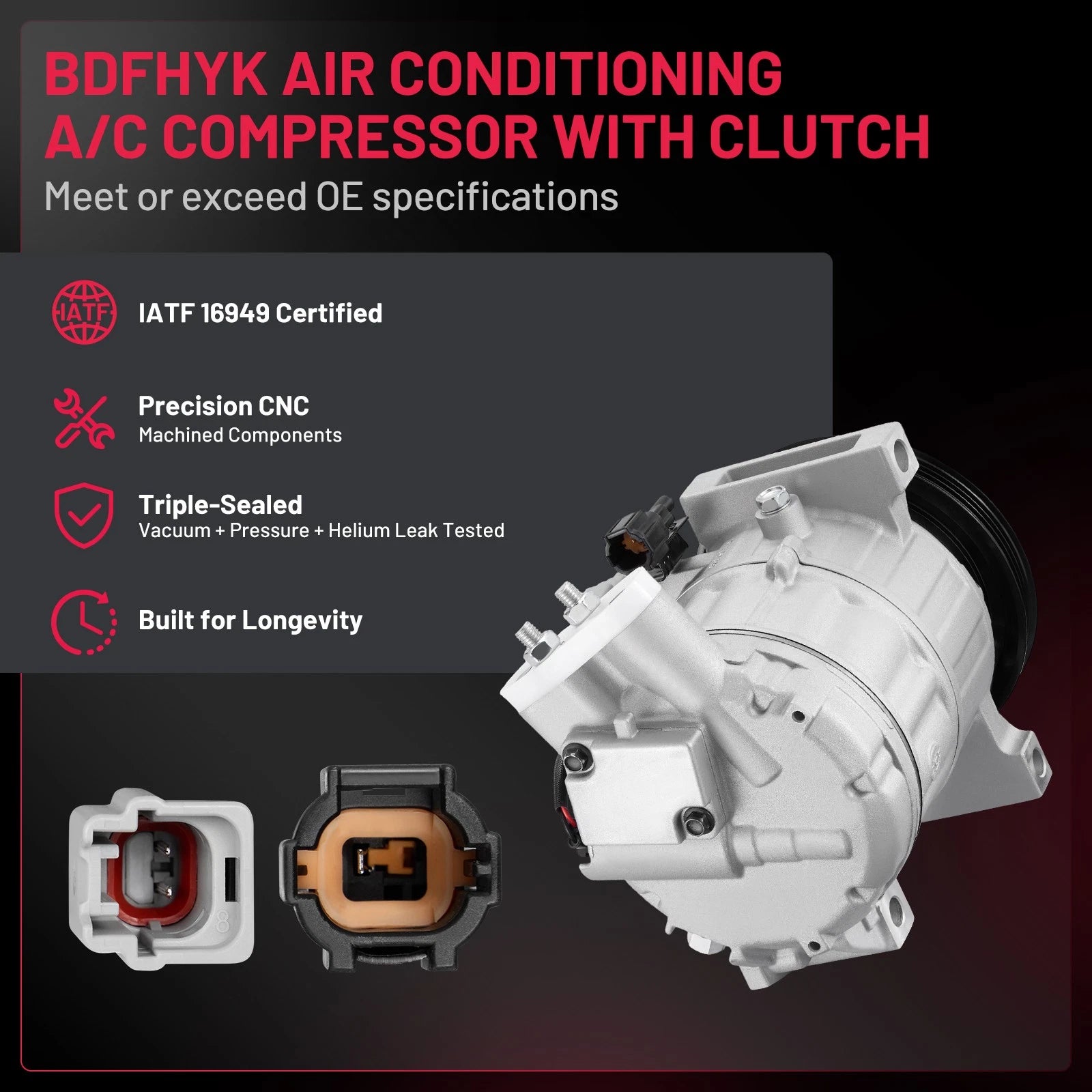 A/C Compressor w/ Clutch 4-Groove Pulley for Infiniti M35 (2006–2008)