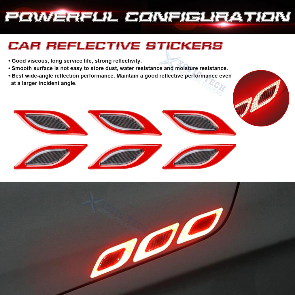 Red 3D Carbon Fiber Night Reflect Car Vent Edge Bumper Decal (---)