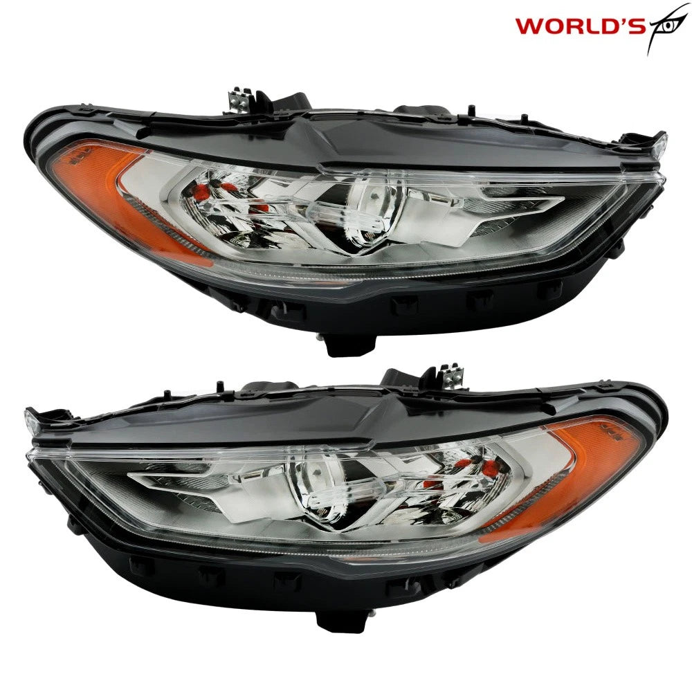 Set of 2 Halogen Headlights with LED DRL for Ford Fusion (2017–2019)