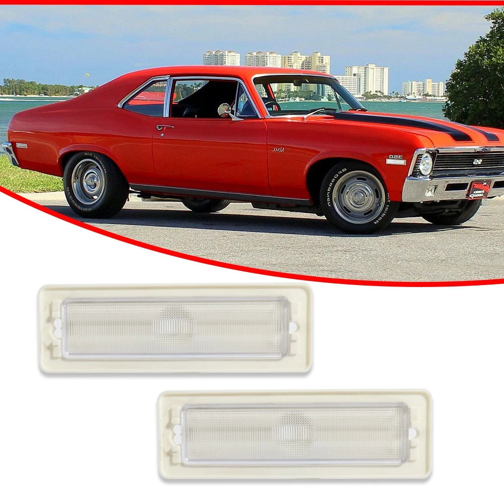 Set of 2 Clear Lens Side Marker Lights for Chevy Nova (1970–1974)