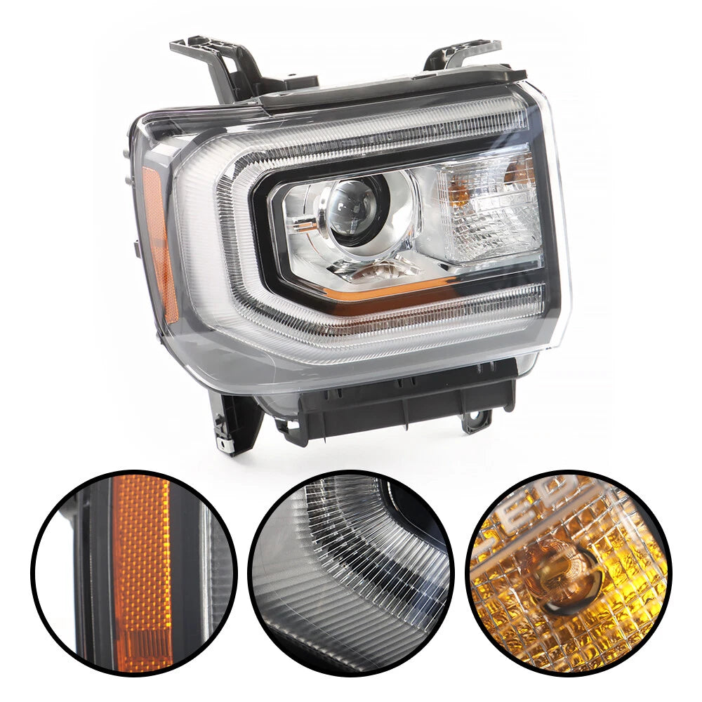 HID/Xenon Headlight Projector w/LED DRL Right Side for GMC Sierra 1500 (2016–2018)