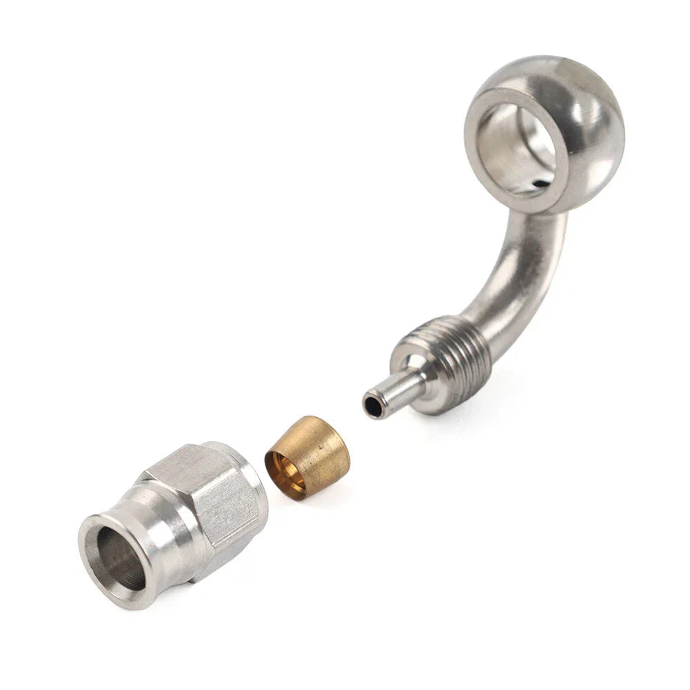 10.2mm Stainless Steel AN-3 90 Degree Eye Banjo Hose Ends for Motorcycle