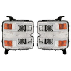 LED Projector Chrome Black Headlights for Chevy Silverado 2500HD 3500HD (2015-2019)