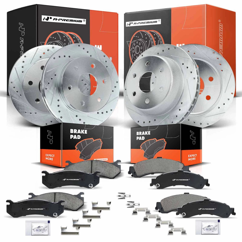 Set of 4 Drilled Rotors & Ceramic Pads for Chevrolet Silverado 1500