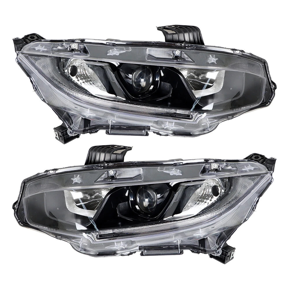 Set of 2 Halogen Headlight Assemblies for Honda Civic (2016-2021)