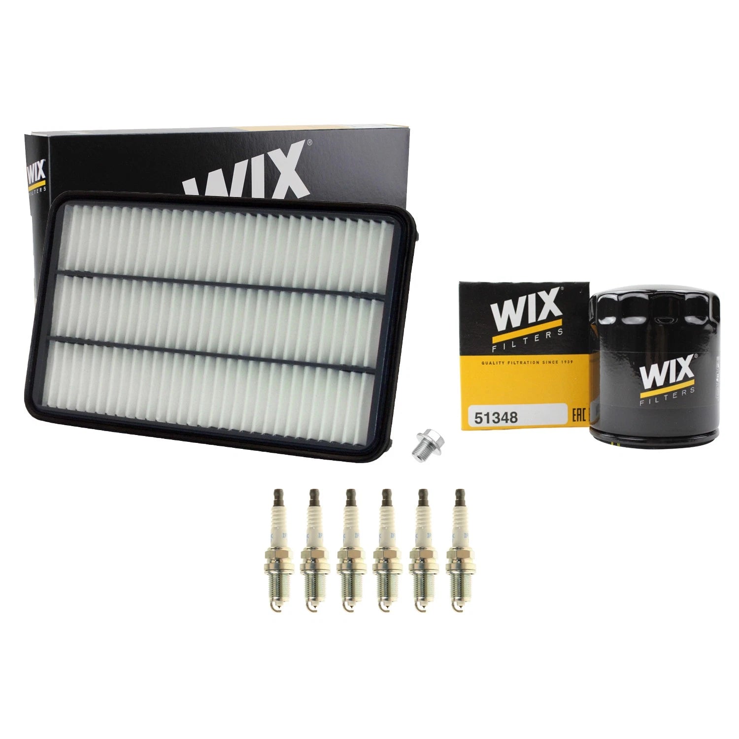 Wix Engine Air Oil Filters & NGK 6 Laser Iridium Spark Plugs Kit for Camry V6 (G)
