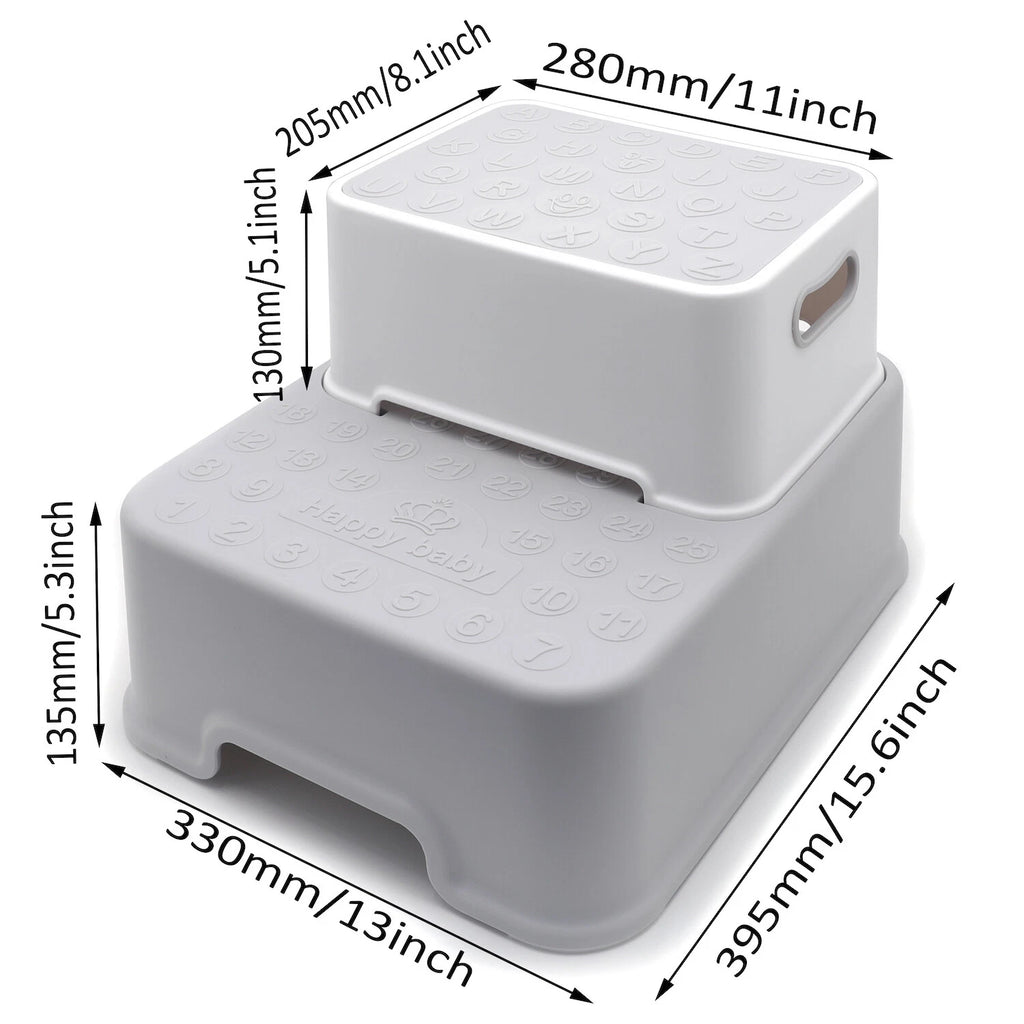 2X Anti-Slip Step Stool for Toddler Kids Bathroom Potty (Gray)