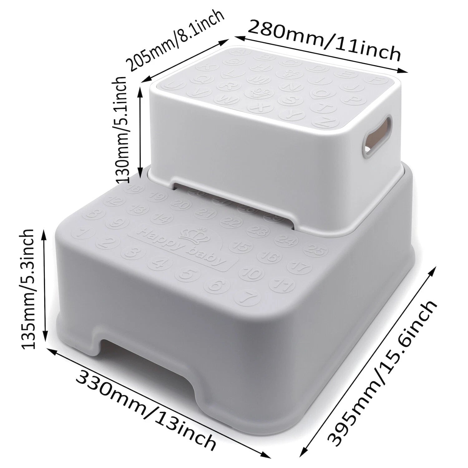 2X Anti-Slip Step Stool for Toddler Kids Bathroom Potty (Gray)