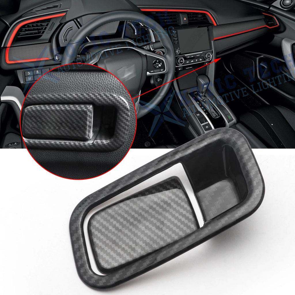 Carbon Fiber Storage Box Handle Cover Molding Trims for Honda Civic (2016–2021)