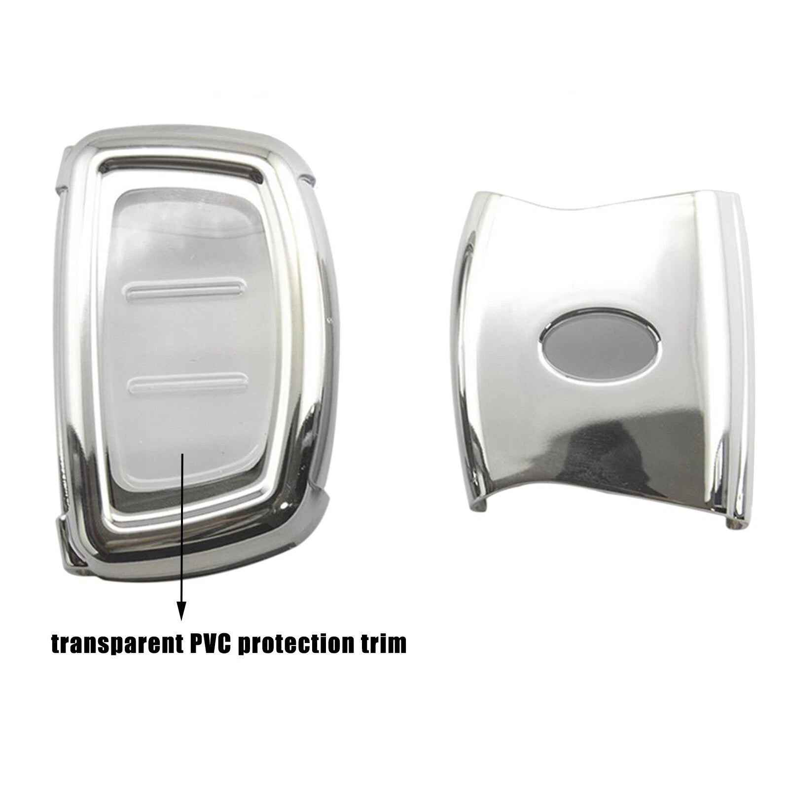 Glossy Chrome Silver TPU Full Seal Key Protector Shell Holder for Hyundai Accent (2018-2020)
