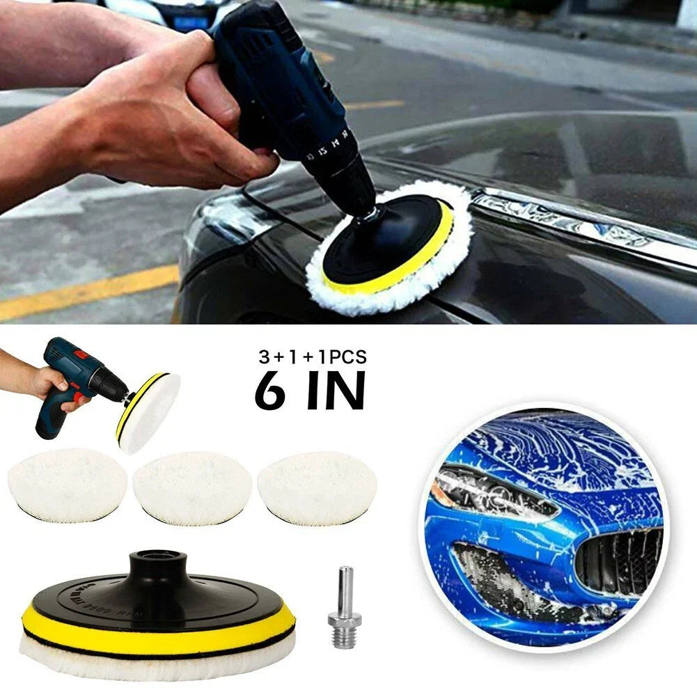 Set Buffing Polishing Pads Wool Wheel Mop for Car Polisher Drill Adapter