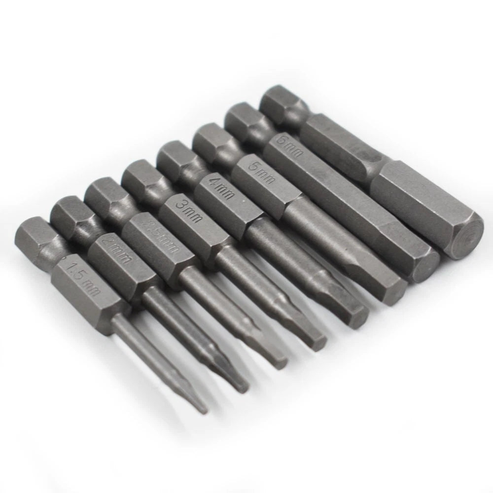 Set of 9 Hex Key Allen Bits for Impact Driver Power Drill
