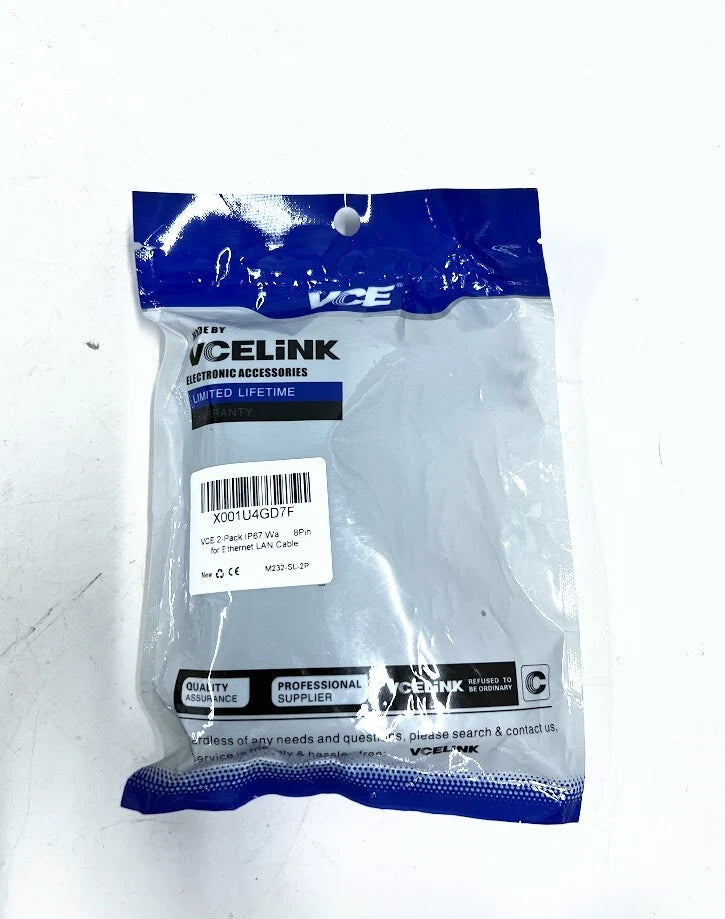 2X VCE M232-SL-2P IP67 8 Pin Connectors for Ethernet LAN Cable