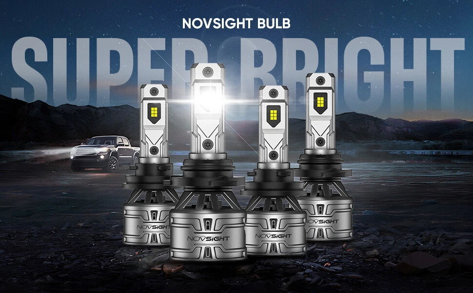 Set of 4 NOVSIGHT 9005 + H11 LED Headlight Bulbs for High/Low Beam (6500K)