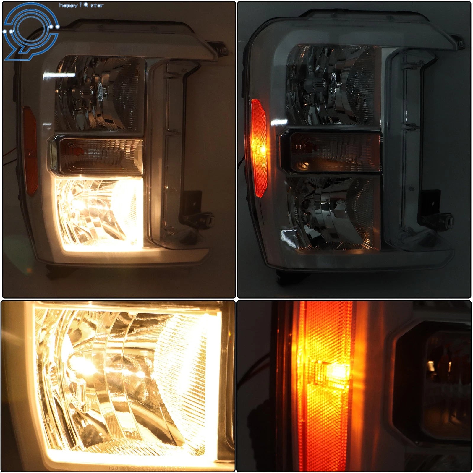 Chrome Halogen Headlight Assembly for Ford F250 F350 SuperDuty (2023–2024)