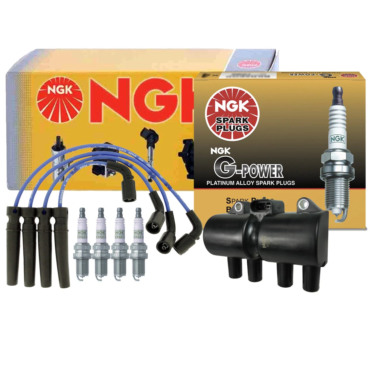 NGK DIS Ignition Coil Wires & 4 G-Power Platinum Spark Plugs for Chevy