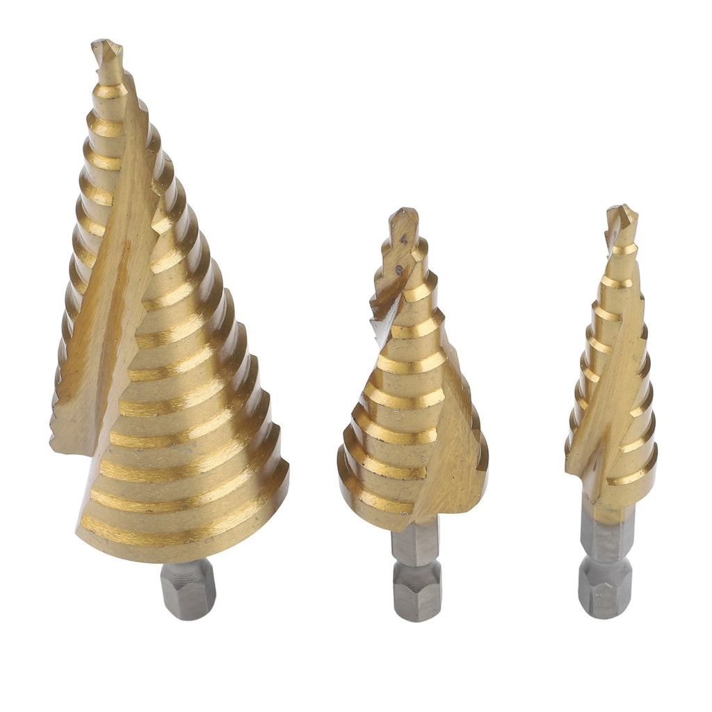 Set of 4 Pagoda Spiral Step Drill Bits for Metal Wood Brass Plastic 4122032mm