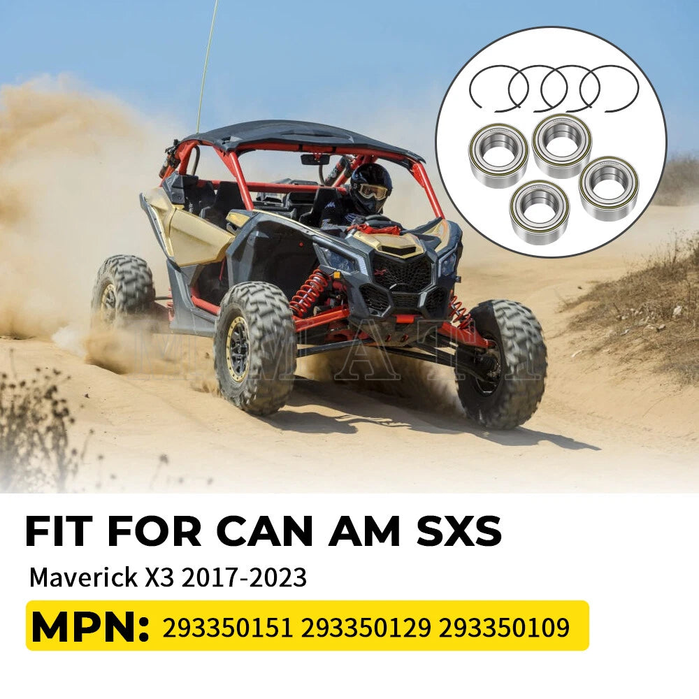 Set of 4 Wheel Bearings for Can-Am Maverick X3 (2017–2023) 293350151 293350109 293350129