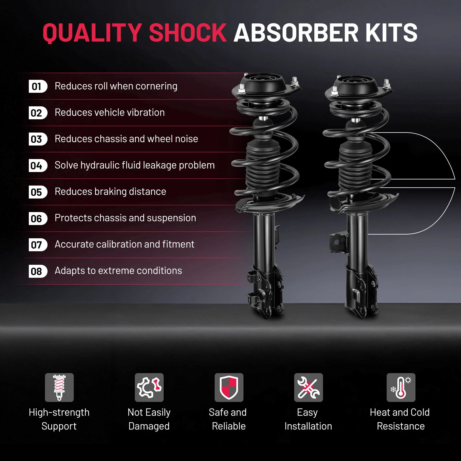 2PCS Front Complete Struts with Coil Springs for 2011–2016 Hyundai Elantra Sedan