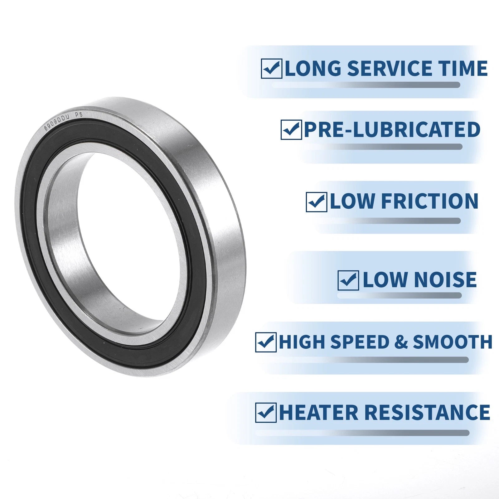 Deep Groove Ball Bearing 6909DDU for Scooter Skateboard Wheel (P5 45x68x12mm)